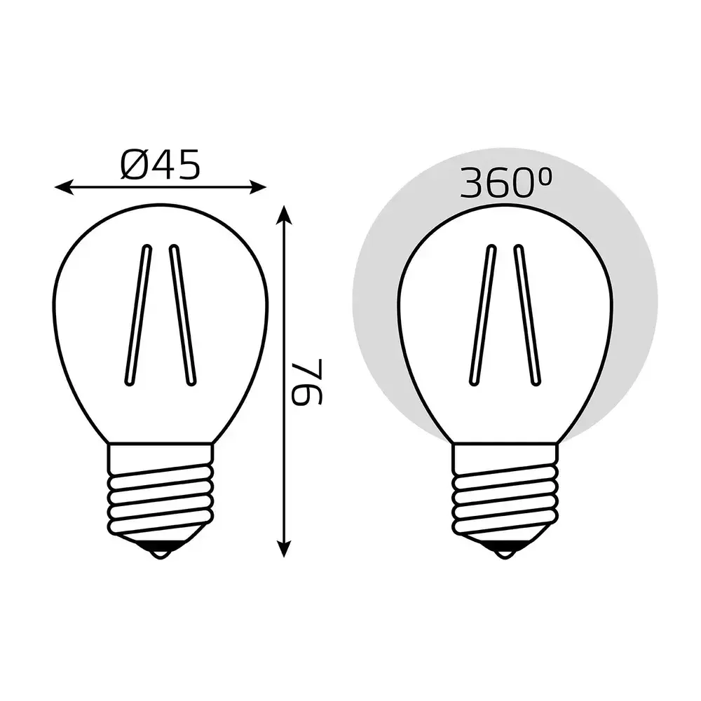 Лампочка светодиодная E27 Шар 8W теплый свет 2700К УПАКОВКА 10 шт. Gauss Elementary Filament