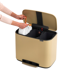 Мусорный бак Bo Pedal Bin 3x11л Brabantia Минерально-золотой