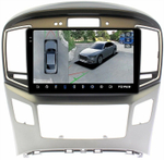 Магнитола для Hyundai H1, Grand Starex 2015-2022 (ШГУ монохром, авто с часами) - Teyes CC3-2K-360 монитор 9.5" 2K QLED на Android 10, 6Гб+128Гб, CarPlay, 4G SIM-слот, 4 камеры в комплекте