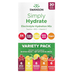 Swanson Vitamins, Simply Hydrate, смесь электролитов для гидратации, ассорти из 30 стик-пакетов, 180 г (6,36 унции)