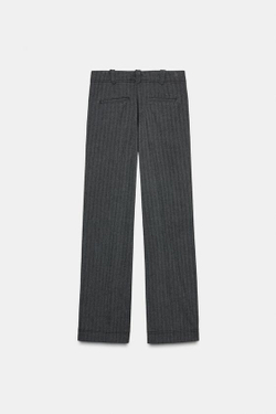 ZARA ПРЯМЫЕ БРЮКИ В ЕЛОЧКУ, ТЕМНО-СЕРЫЙ