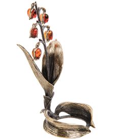 Народные промыслы AM-3046 Подсвечник «Ландыш» (латунь, янтарь)