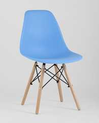 Eames Style DSW голубой пластик, стальной каркас, натуральный массив бука