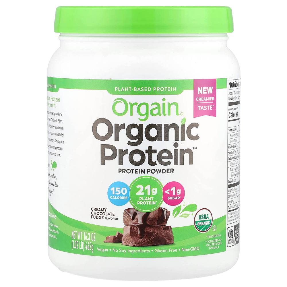 Orgain, Organic Protein ™, порошок со сливочной шоколадной помадкой, 462 г (1,02 фунта)