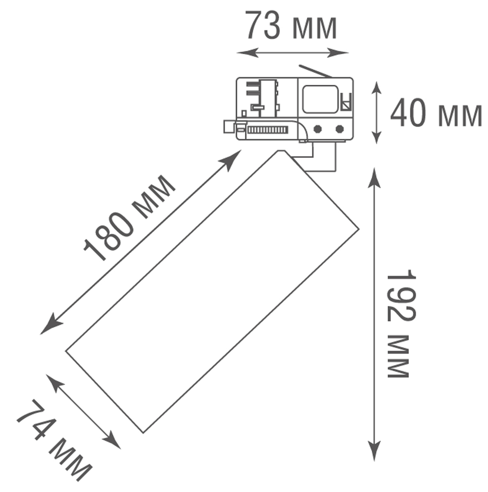 Светильник трековый, GU10, D57хH202мм, IP20, черный-бронза, без лампы