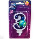 Свеча Цифра, 3 Космос, 9 см, 1 шт.