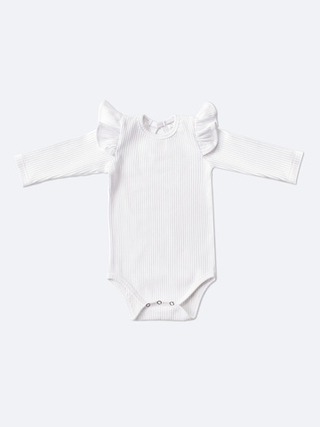 Боди лапша с длинным рукавом и крылышками, Белый