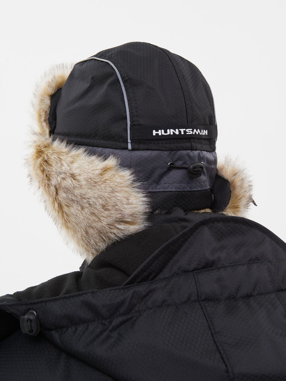 Шапка ушанка зимняя Полюс ткань Cell цвет Серый/Черный