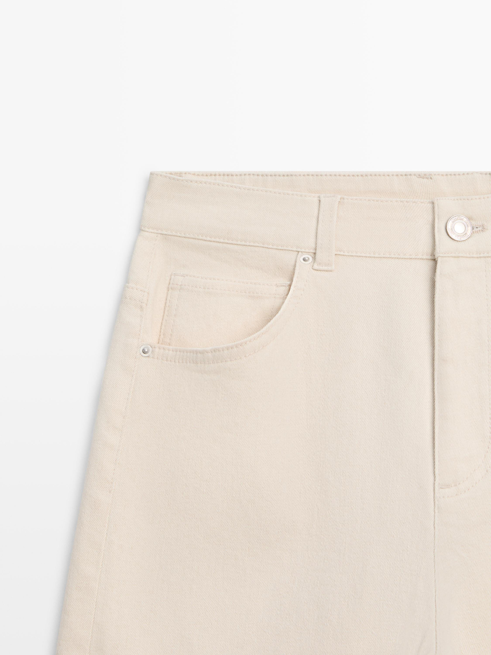 Massimo Dutti Прямые джинсы с подвернутыми штанинами, кремовый