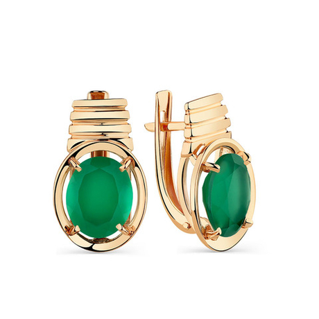 Серьги из золота 585 пробы с Агатом