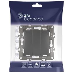 14-1107-05 ЭРА Выключатель тройной, 10АХ-250В, IP20, Эра Elegance, антрацит | Elegance Антрацит