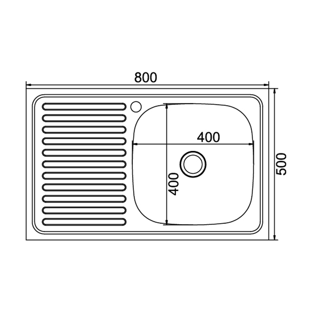 Мойка 80х50 (0,4) прав вып 1 1/2 MIXLINE 16 см