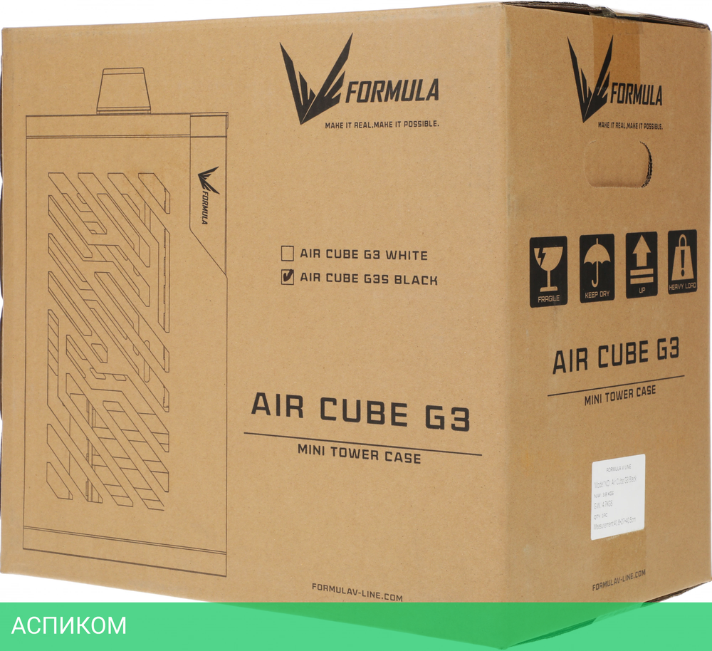 Корпус Formula V Line Air Cube G3 без БП черный