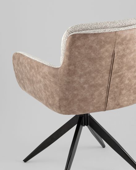 Стул обеденный поворотный Wick светло-серое букле c бежевой экокожей