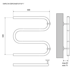 Полотенцесушитель MELODIA Simple 50/50 (MTRSP5050)