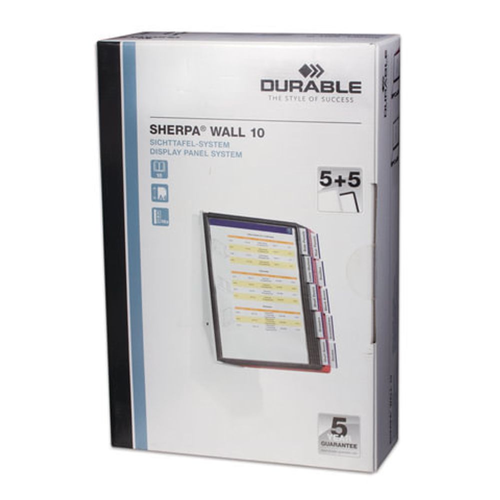 Демосистема настенная на 10 панелей, 5 черных и 5 серых панелей, DURABLE (Германия) "SHERPA", 5631-22