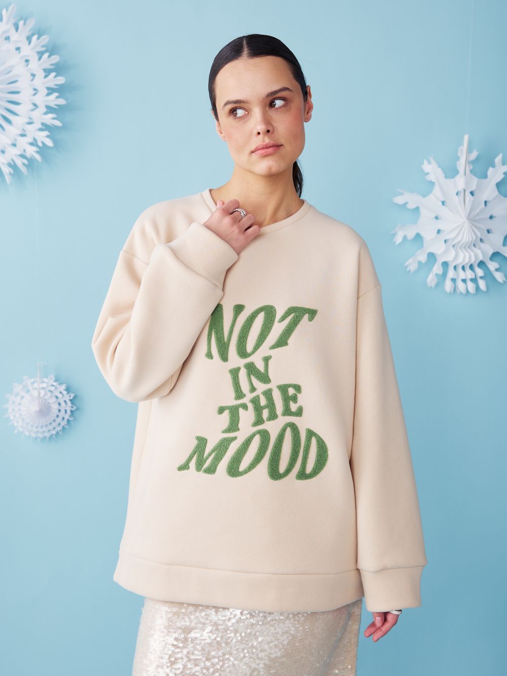 СВИТШОТ NOT IN THE MOOD PASTEL BEIGE