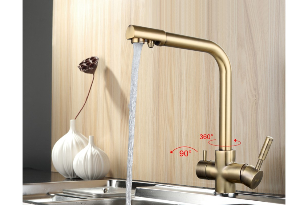 Смеситель для кухни FRAP F4352-4 с подкл. фильтра питьевой, бронза