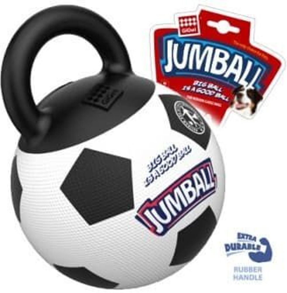 GiGwi Игрушка Джамболл для больших собак из резины. Мяч с ручкой 75365