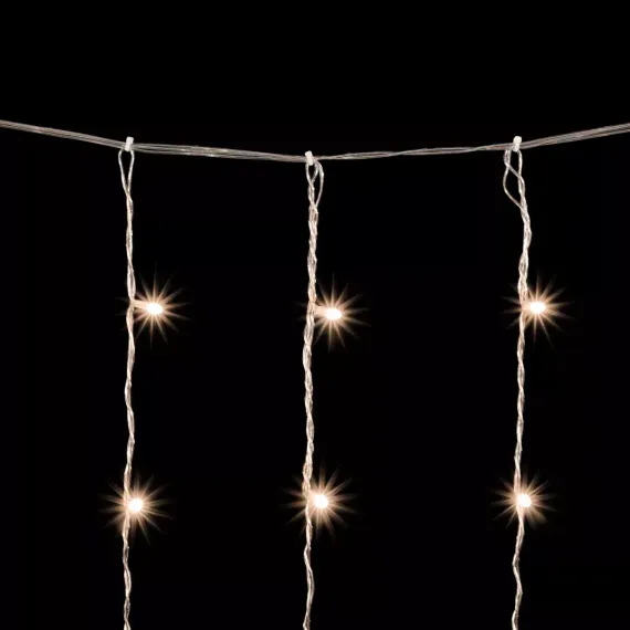 Светодиодный занавес 2*2 м., 400 теплых белых LED ламп, мерцание, облегченный, прозрачный провод ПВХ, LTC(PCL400NOTBLW-10-2WW)