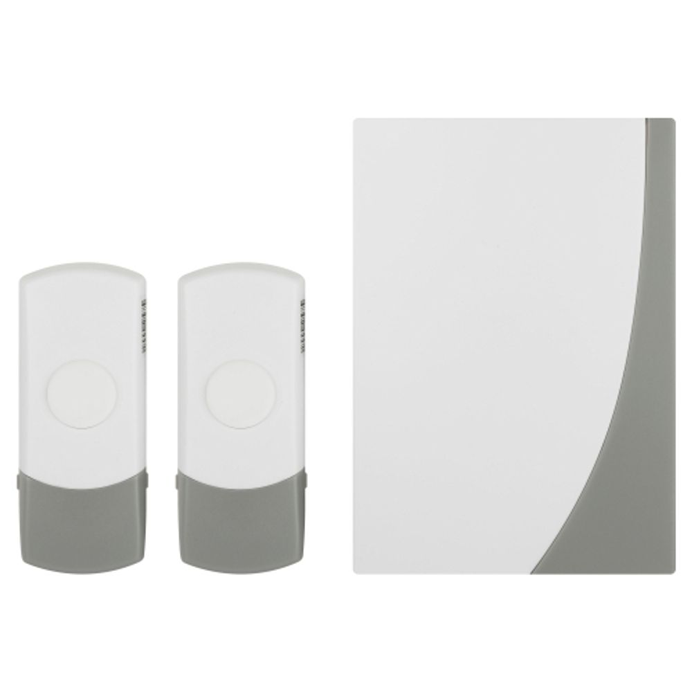 Звонок дверной ЭРА C91-2 беспроводной две кнопки белый с серым 2 мелодии | Электрозвонки беспроводные