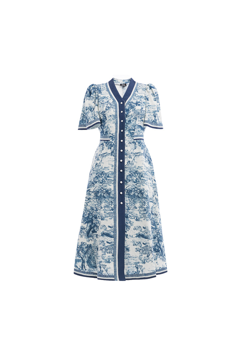 Платье льняное на пуговицах сине-белое 07-02-25 SS