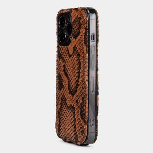 Чехол для iPhone 15 Pro Max из кожи питона, цвета коньяк