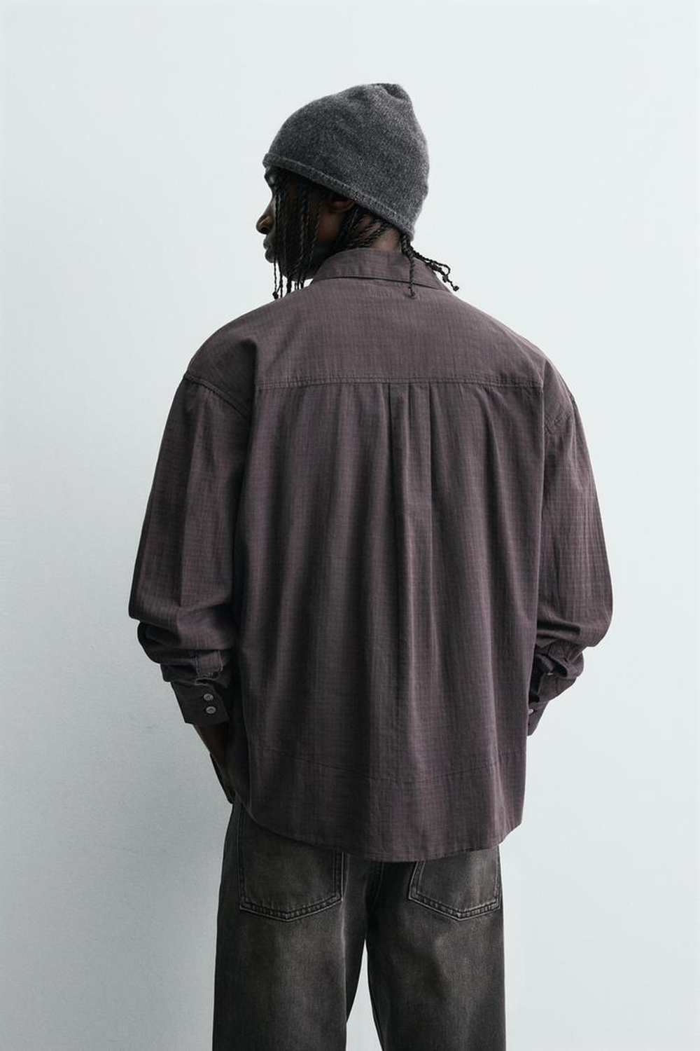 ZARА РУБАШКА RELAXED FIT В КЛЕТКУ, ЧЕРНЫЙ/КОРИЧНЕВЫЙ