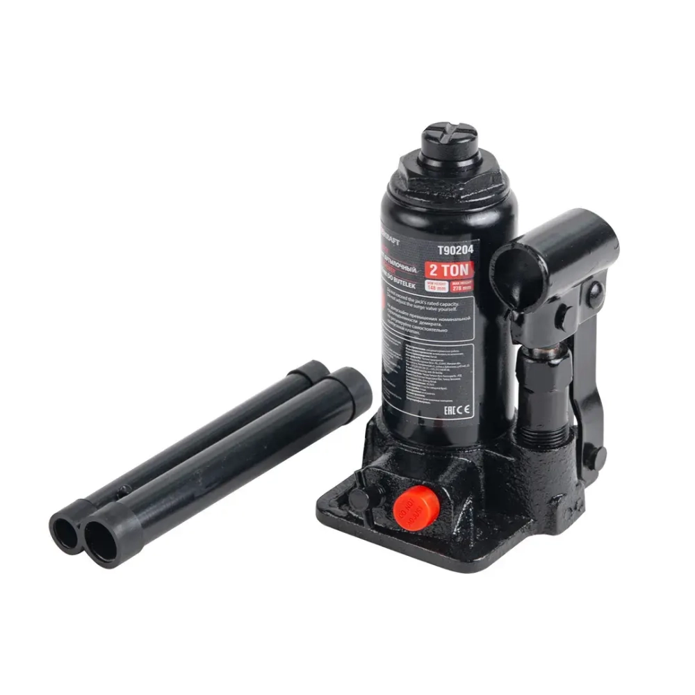 Домкрат бутылочный 2т с клапаном (h min 148мм,h max 278мм) FORCEKRAFT FK-T90204