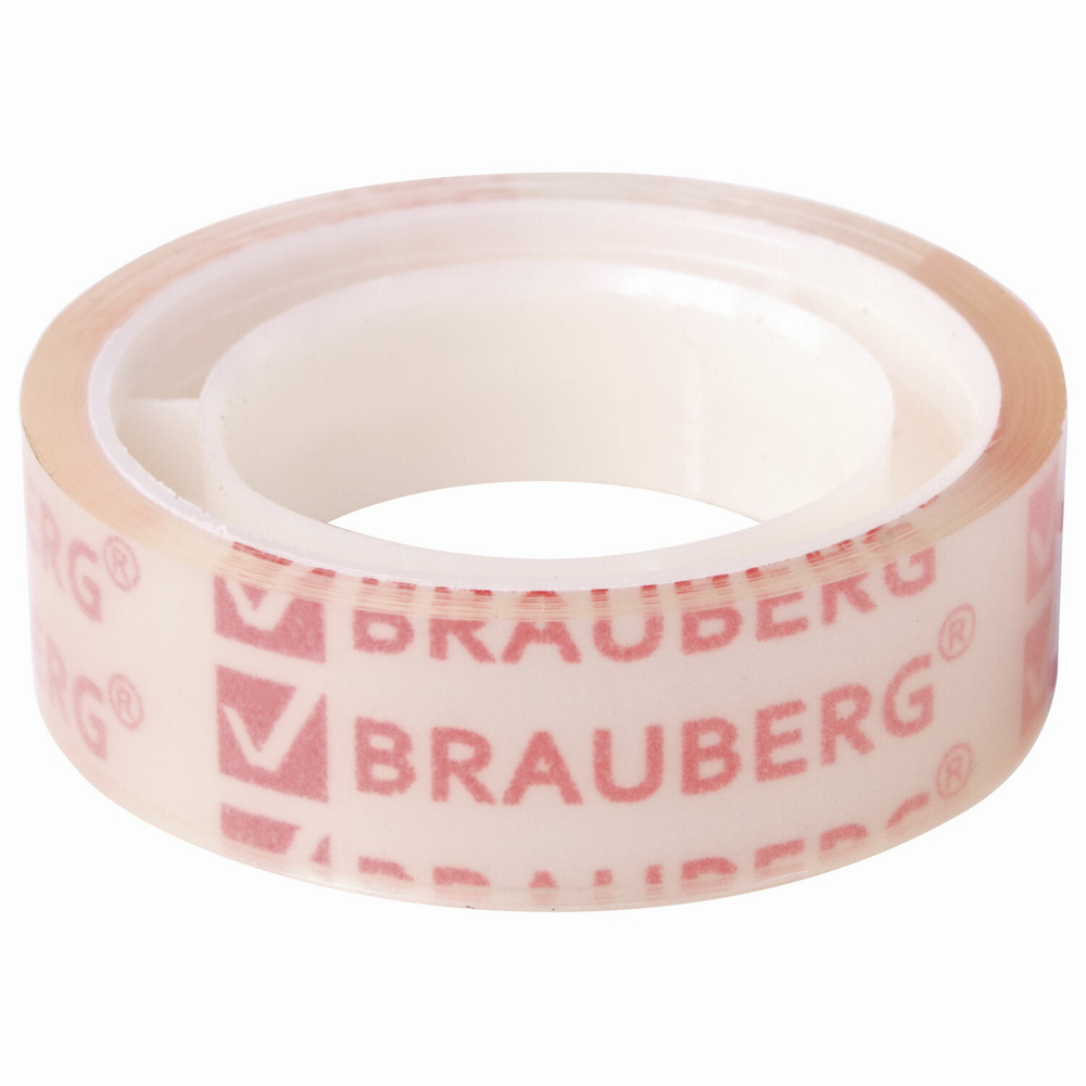 Клейкие ленты 12 мм х 10 м канцелярские BRAUBERG комплект 12 шт. прозрачные гарантированная длина (10 штук в упаковке)