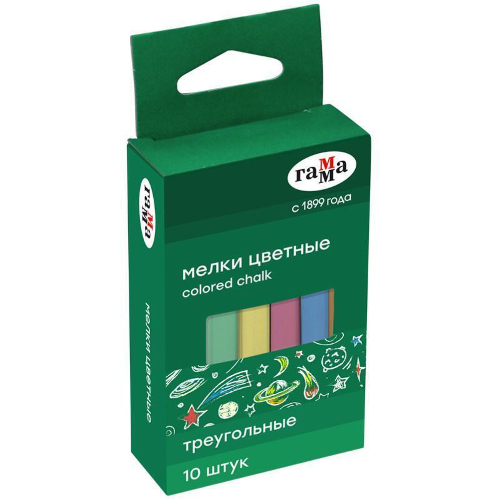 Мел цветной школьный 10шт. треугольн.(Гамма)