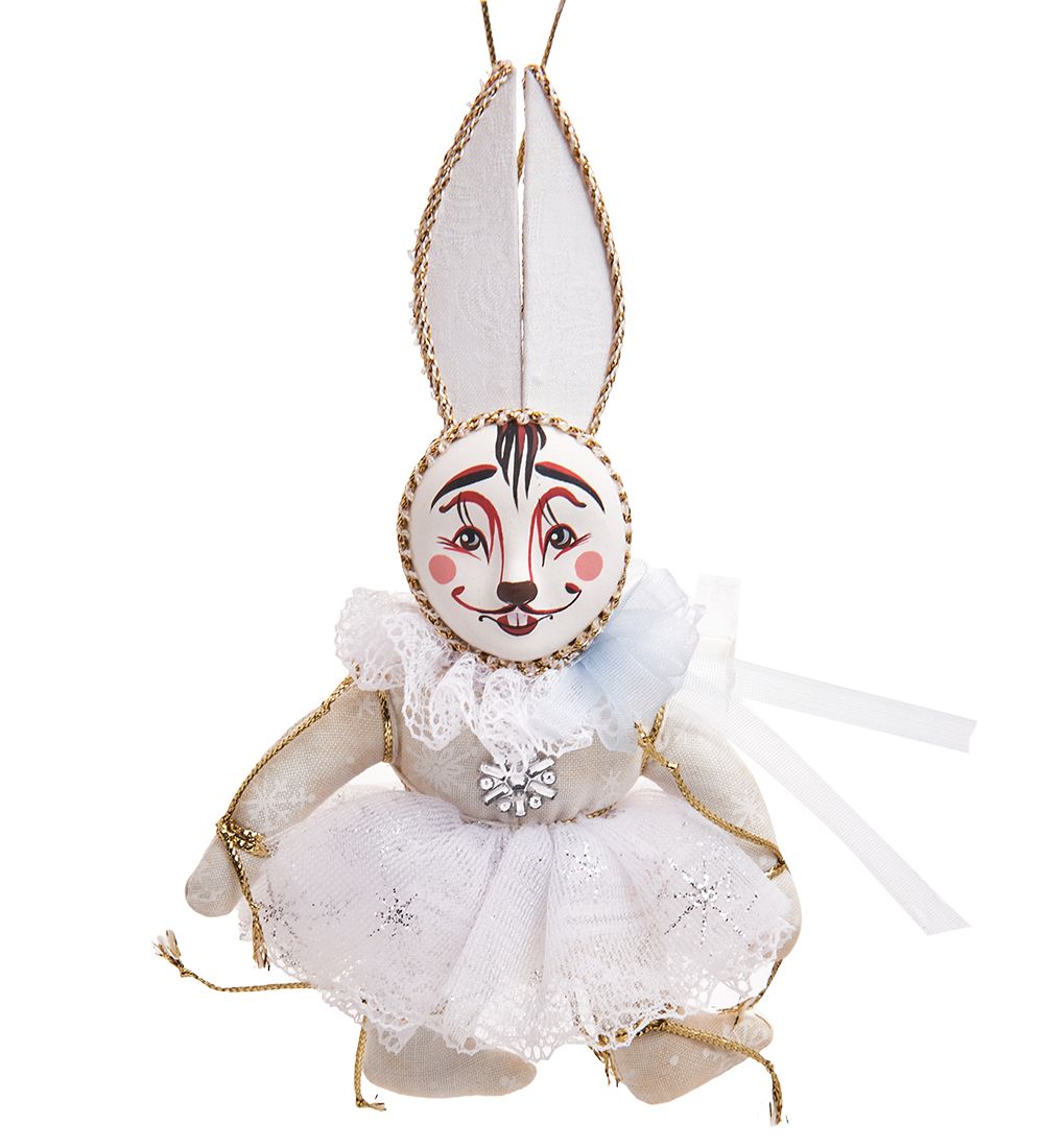 РусКукла RK-862/2 Кукла подвесная «Зайчик в костюме снежинки»