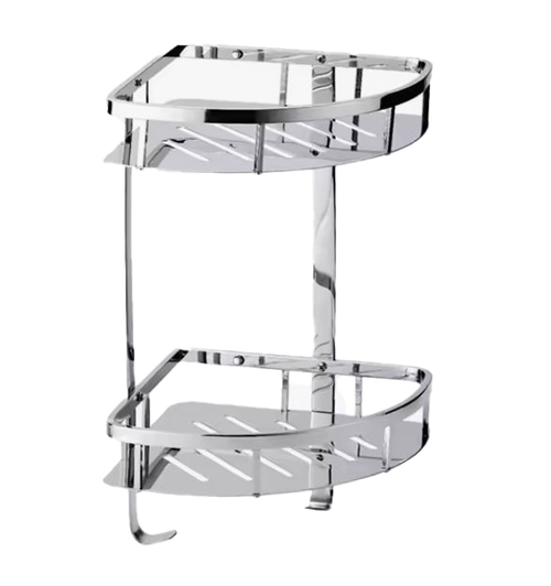 Полка для ванной 2-х ярусная угловая WONZON & WOGHAND, Хром (WW-4142)