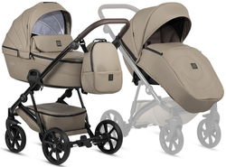 Детская коляска Tutis Viva 5 Plus Leather 2024 3 в 1 с автокреслом Elo Lux EduSky Black 1452149 Cappuccino