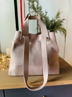 Женская сумка-шоппер из натуральной кожи пудрового цвета