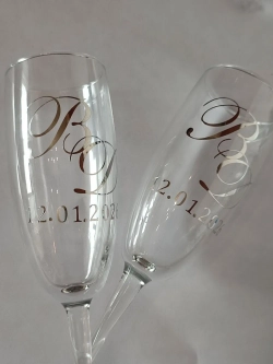Наклейки свадебные буквы на бокалы инициалы "Б"