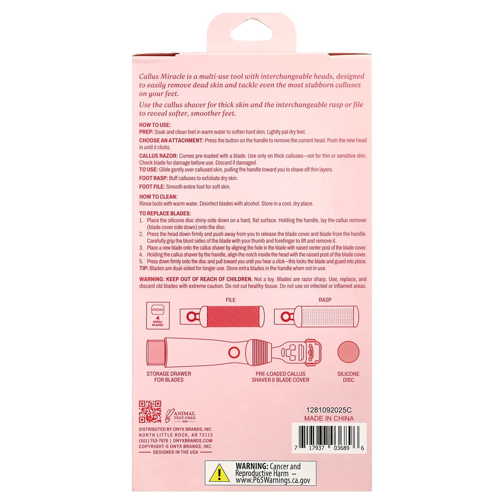 Onyx Professional, Callus Miracle, педикюр, 3 шага, набор из 10 предметов