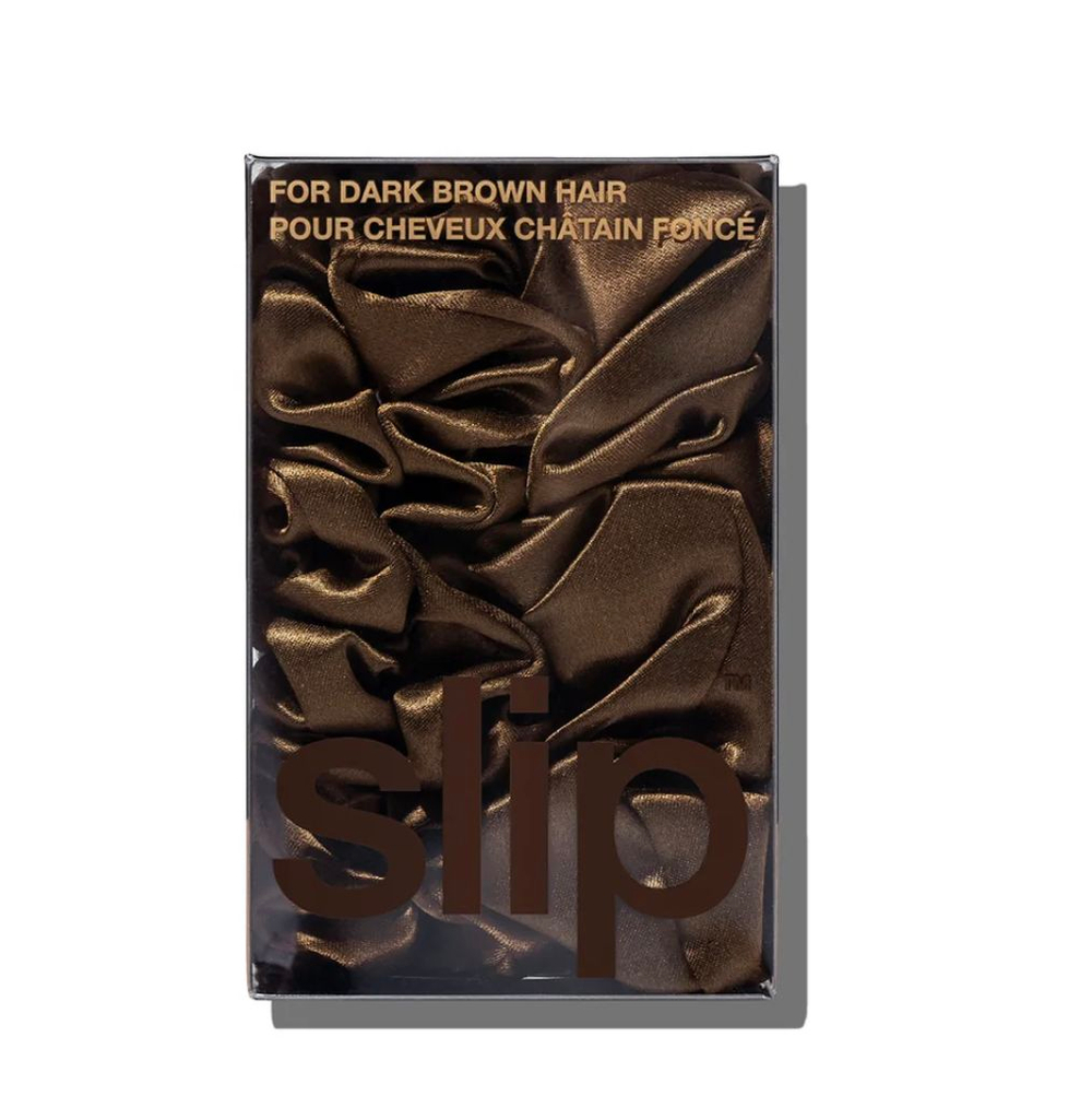 Набор резинок для волос из 100% шелка Slip Silk DARK BROWN