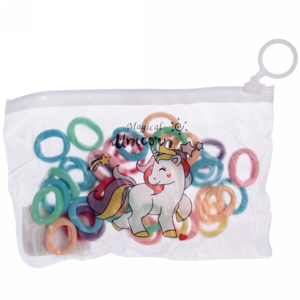 Резинки детские для волос 40шт (+-2 шт)»Bright style - Лошадка», микс 4 цвета, 17*11см