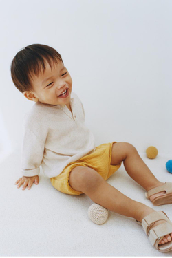 ZARA ДЖЕМПЕР С УЗОРОМ «КОСЫ» И ПУГОВИЦАМИ НА ГОРЛОВИНЕ, СВЕТЛО-БЕЖЕВЫЙ