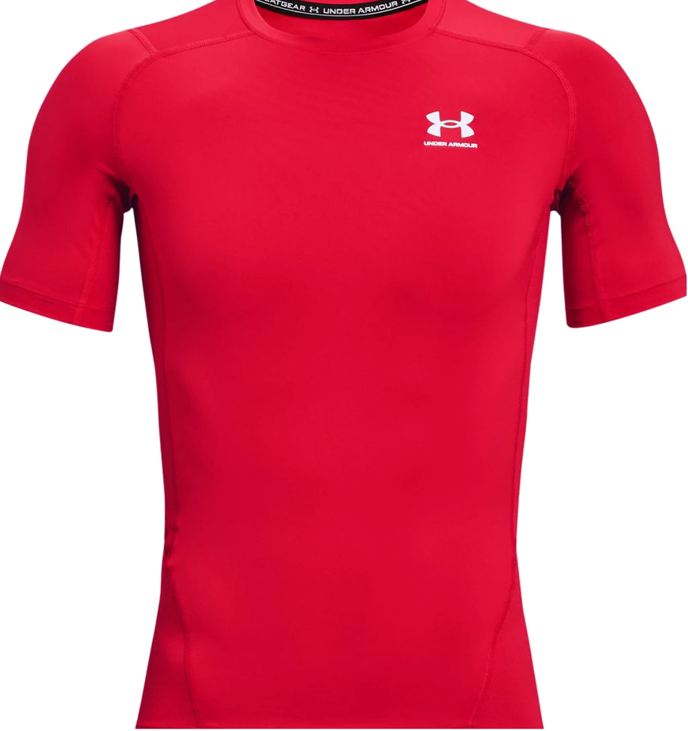 Мужская теннисная футболка Under Armour Men's HeatGear Armour Short Sleeve - red/white