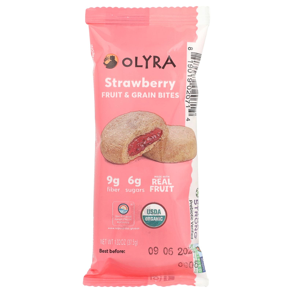 Olyra, Fruit & Grain Bites, клубника, 4 упаковки по 37,5 г (1,32 унции)