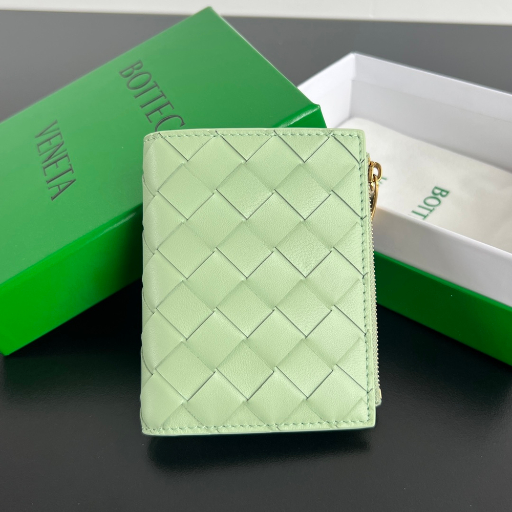 Bottega Veneta Small Intrecciato Bi-Fold Zip Wallet