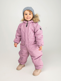 Комбинезон мембранный зимний с капюшоном с меховой опушкой "Пыльная роза"