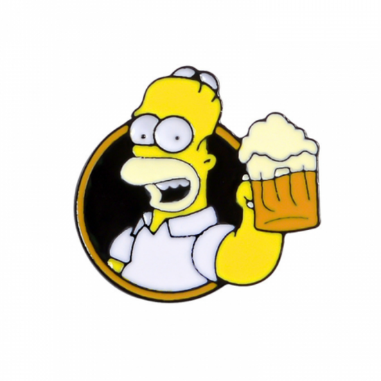Значок металлический Симпсоны Гомер угощается, р-р 3,3х3,4см