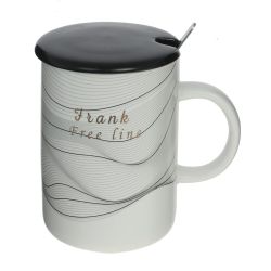 GAEM Кружка с крышкой и ложкой, 400 мл, L12 W8 H11,5 см, 4в.