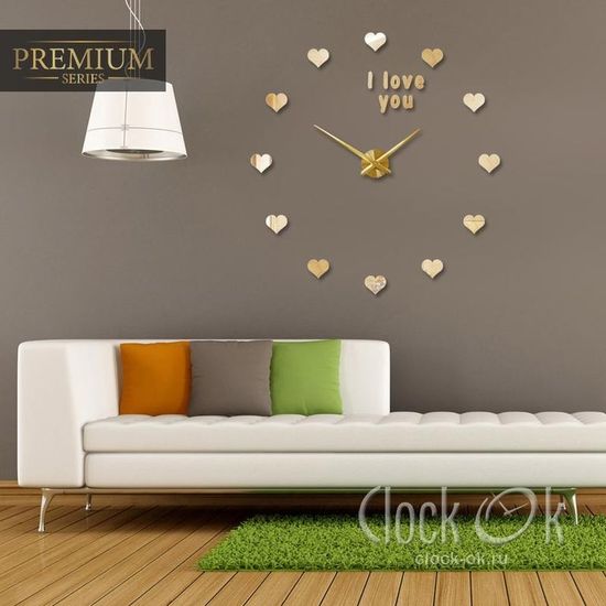 Настенные 3D часы I love you