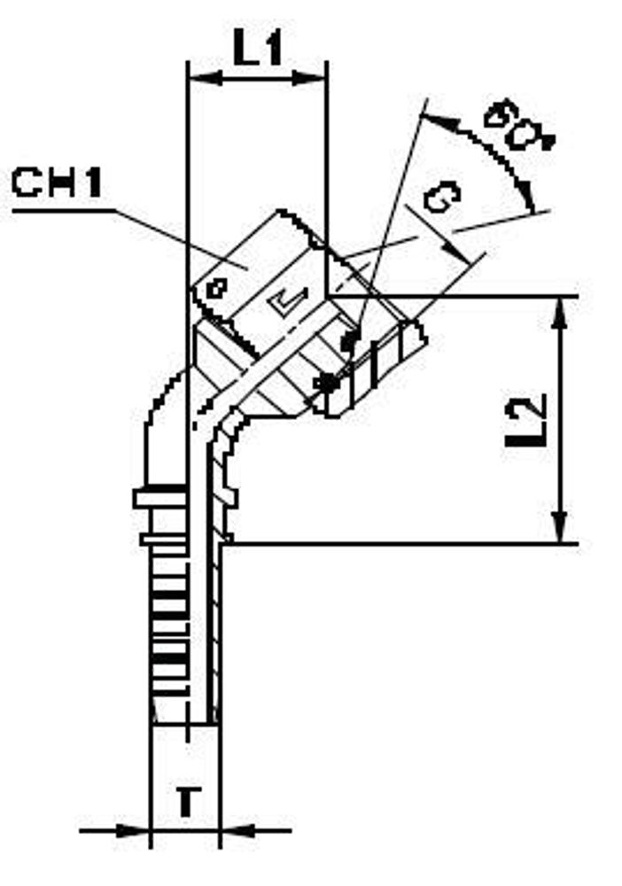 Фитинг DN 10 BSP (Г) 1/4 (45)  (o-ring)