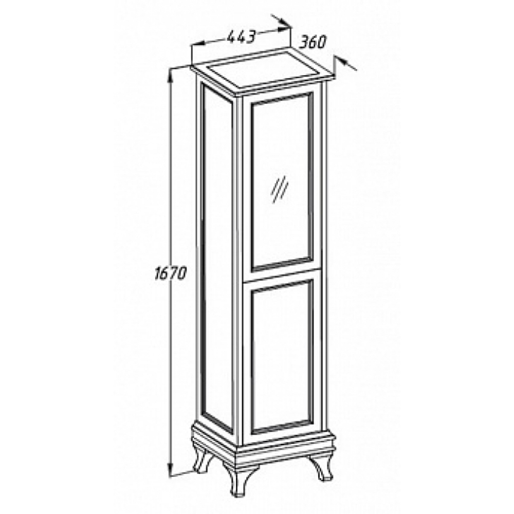 Пенал напольный Opadiris Борджи  44.3х167х36 см. схема