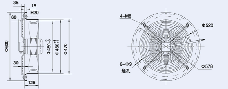 Вентилятор Weiguang YWF-4D-450-S-92/25-R